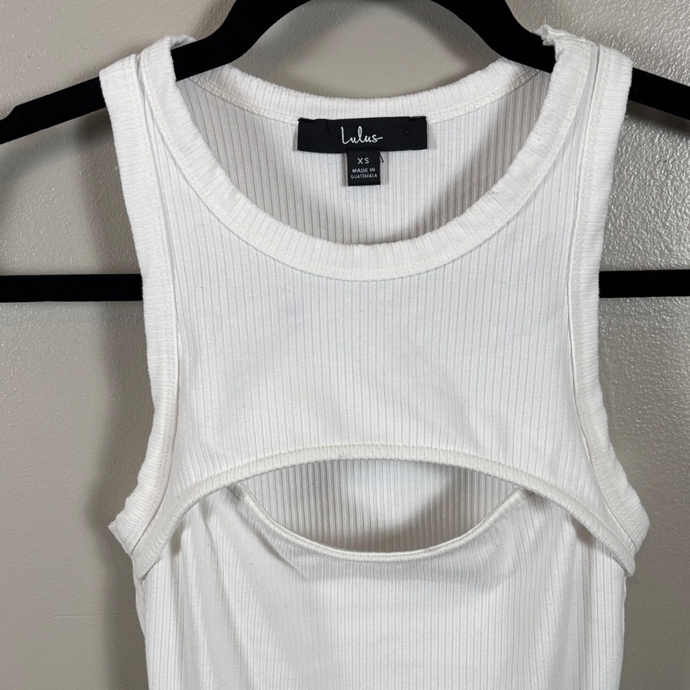 Lulu's Classic White Ribbed Bodysuit - Picture 2 of 6